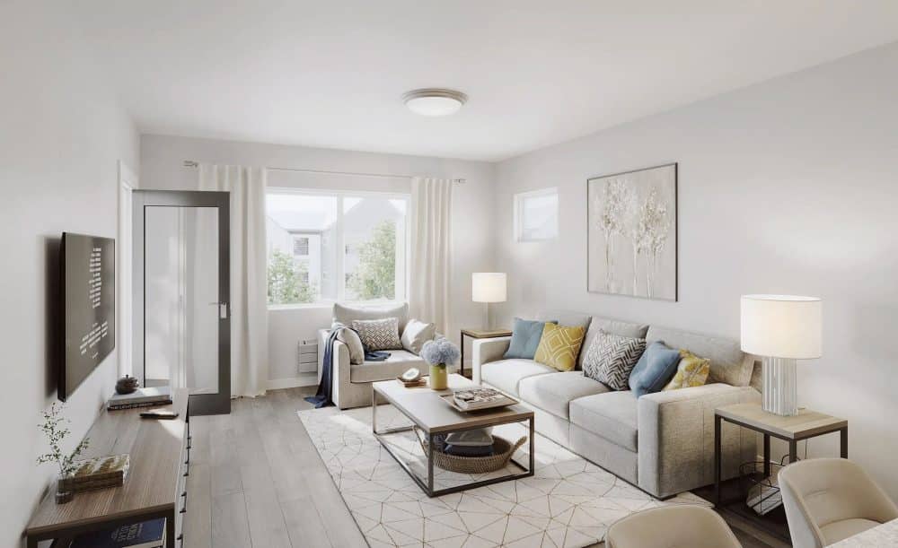 Rendering of a livingroom at Aurora Apartment Homes -Apartments Great Falls MT3